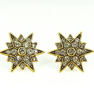 LOREN HOPE Yellow Gold Plated Clear Crystal Stud Earrings